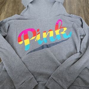Victoria's Secret Gray Hoodie with Pink Accents